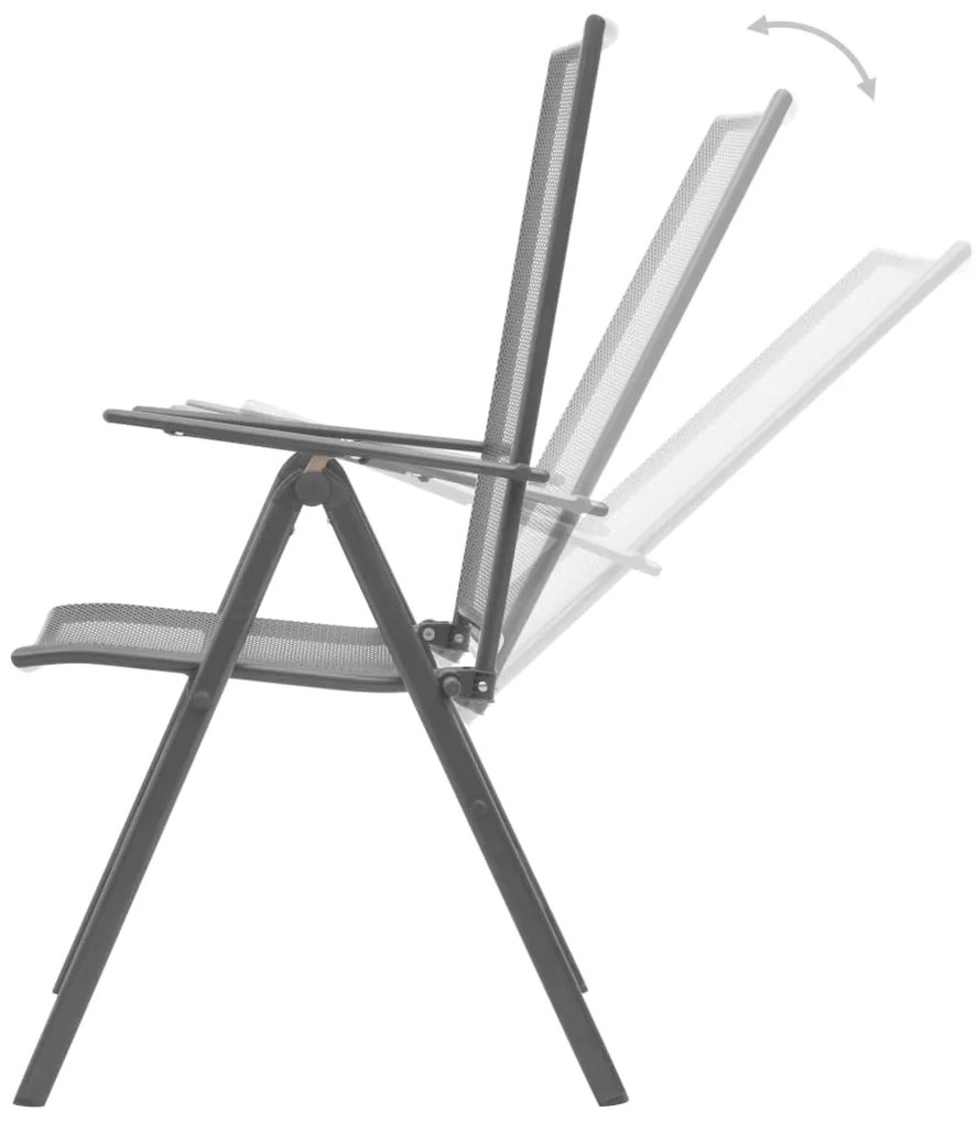 Cadeiras reclináveis jardim 3 pcs aço revestido a pó antracite