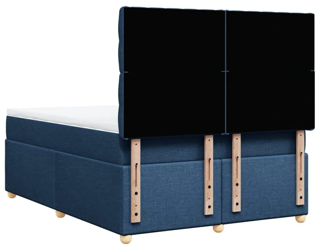 Cama com molas/colchão 160x200 cm tecido azul
