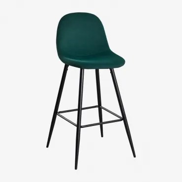 Banqueta Alta De Veludo Glamm Preto & Verde Selva & ↑75 Cm - Sklum