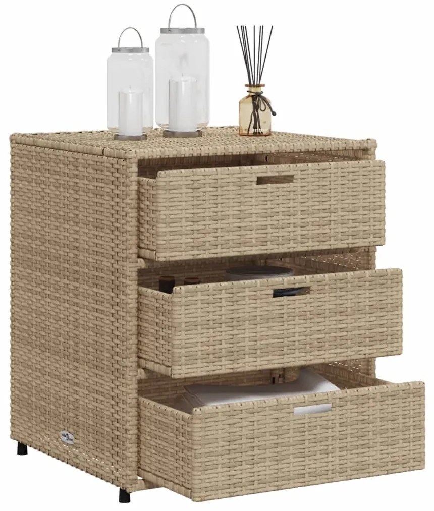 Armário de arrumação para jardim 55x59x69 cm vime PE bege