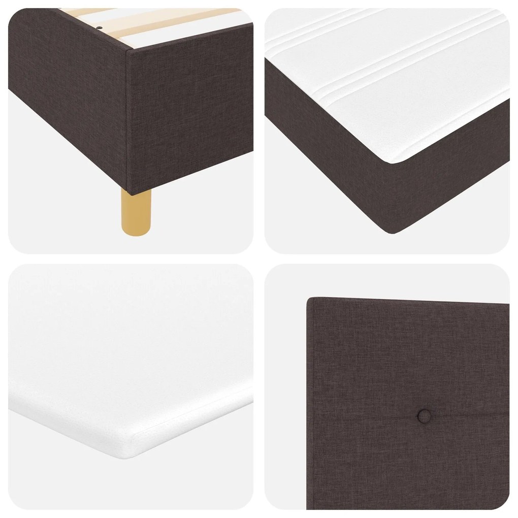 Cama Box Spring com Colchão Marrom Escuro 120x200 cm Tecido