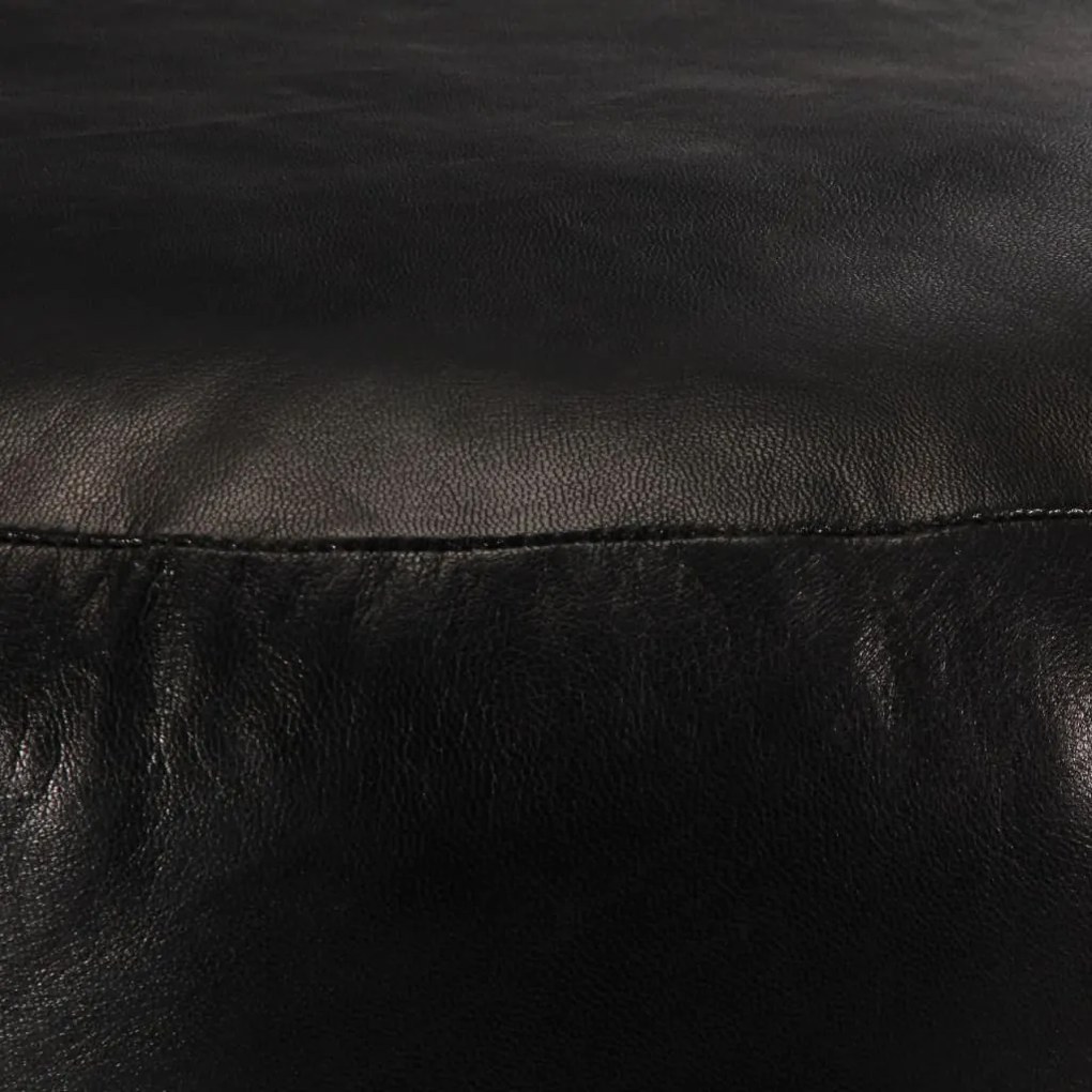 Pufe 60x30 cm couro de cabra genuíno preto