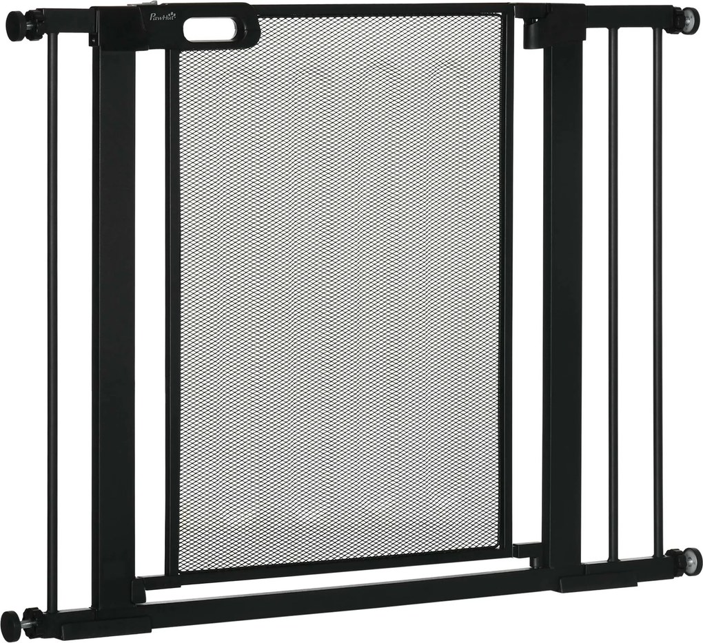 Barreira de segurança para animais de estimação com fecho automático de dupla bloqueio, largura 75-103 cm, preta