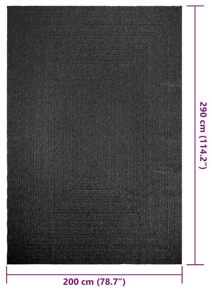 Tapete ZIZUR antracite 200x290 cm aspeto juta interior exterior