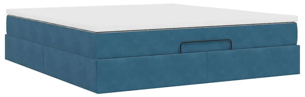 Estrutura de cama otomana com colchão 160x200 cm azul escuro