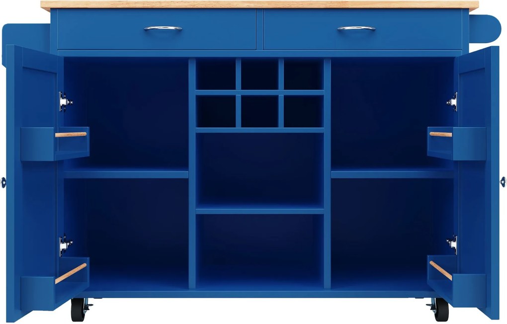 Moderna ilha de cozinha, mesa de jantar multifuncional com espaço de arrumação, 102x45x92 cm, Azul