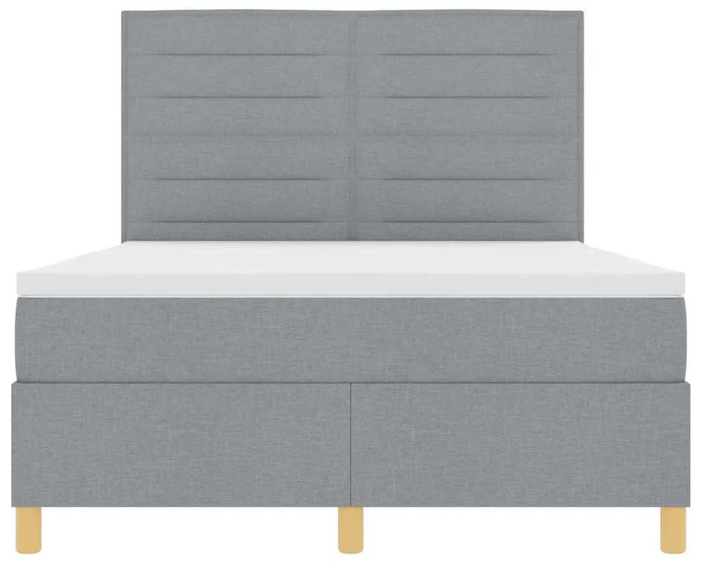 Cama Box com Colchão &amp; LED Cinza Claro 140x200 cm Tecido