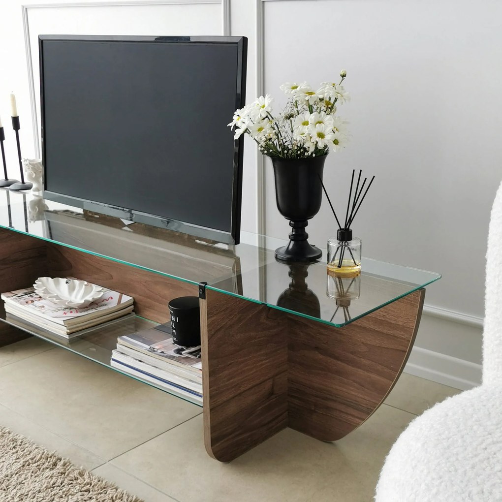 TV Stand Lily – Walnut – 158 cm x 40 cm x 35 cm