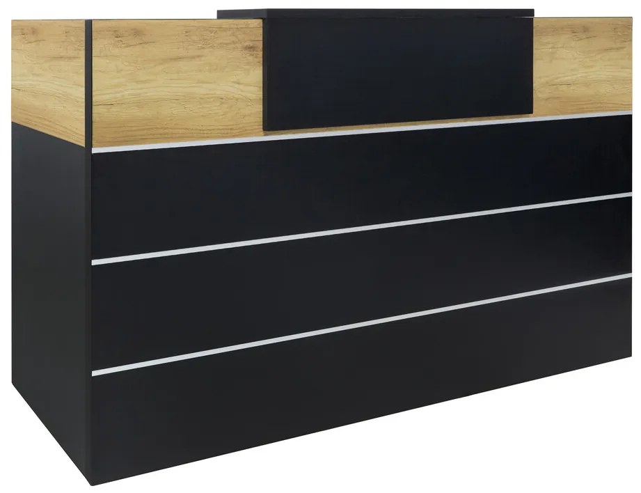 Balcão de Receção Tanger Riva em Melamina Preto 1200x600x1100 mm