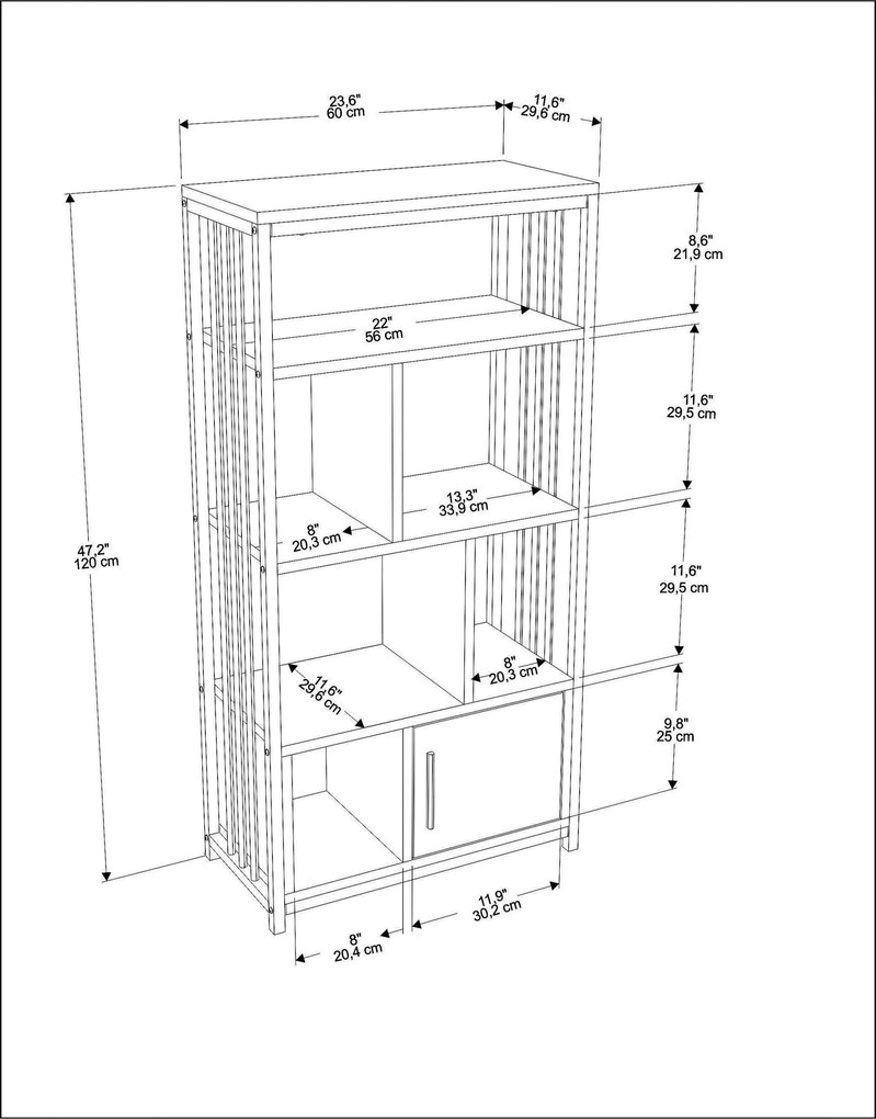 Estante Valero – Preto e Branco – 60 cm x 120 cm x 29,6 cm