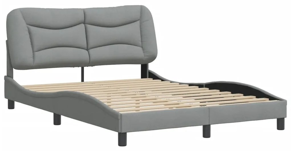 Estrutura de cama sem colchão 140x190 cm tecido cinzento-claro