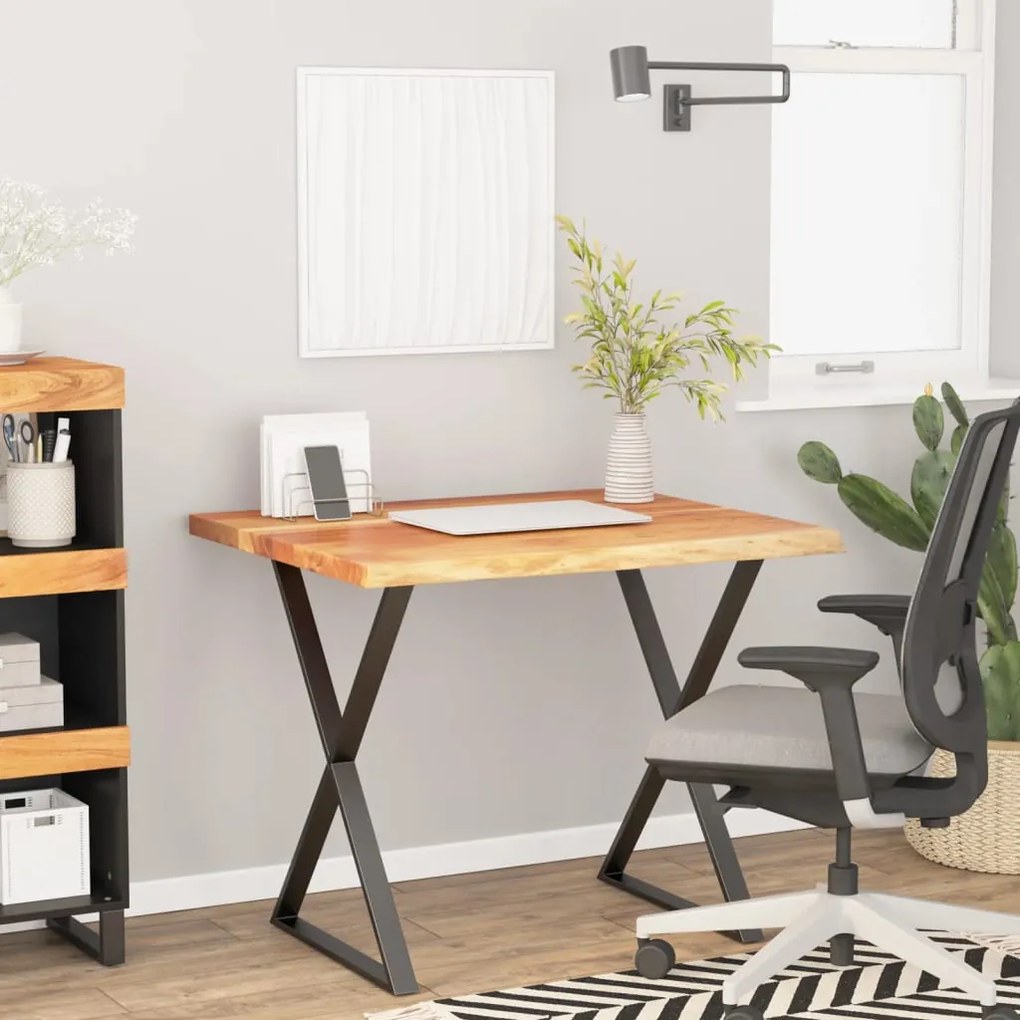 vidaXL Tampo de secretária retangular 110x80x3,8 cm acácia maciça