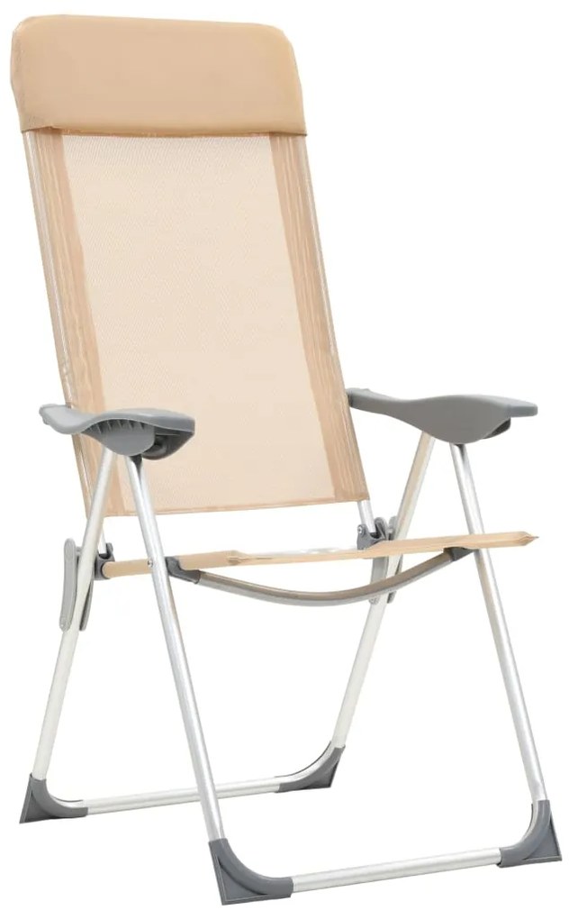 Cadeiras de campismo dobráveis 4 pcs alumínio creme