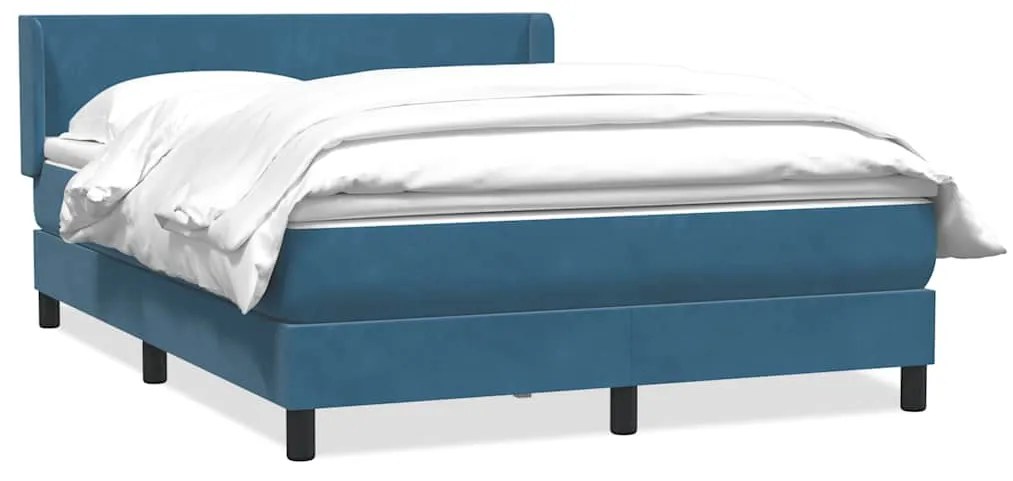 vidaXL Cama com molas/colchão 140x220 cm veludo azul-escuro