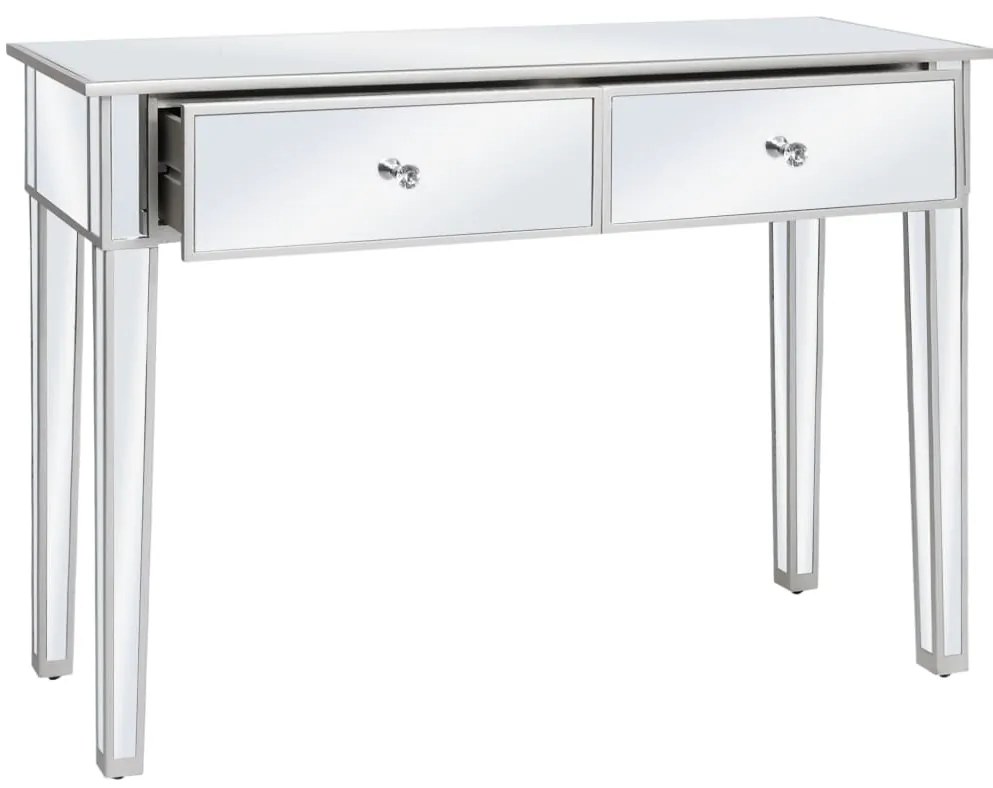 Mesa consola espelhada em MDF e vidro 106,5x38x76,5 cm