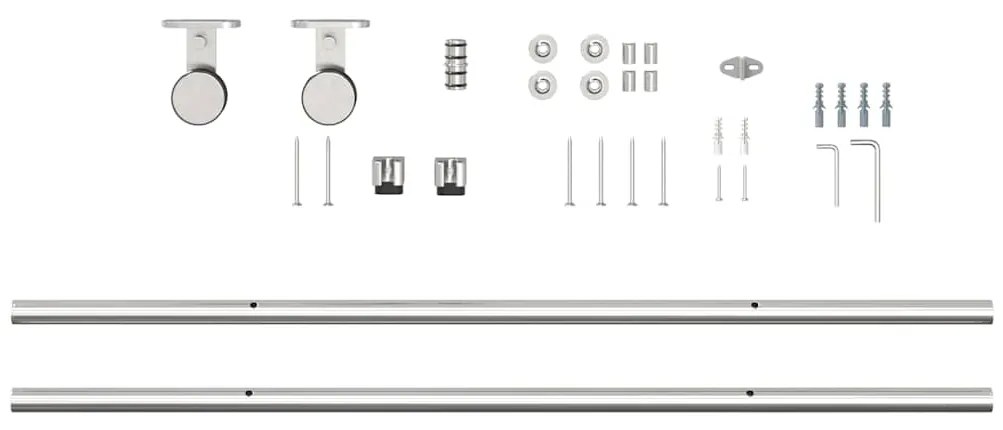 Kit ferragens p/ porta deslizante 200cm aço inoxidável prateado