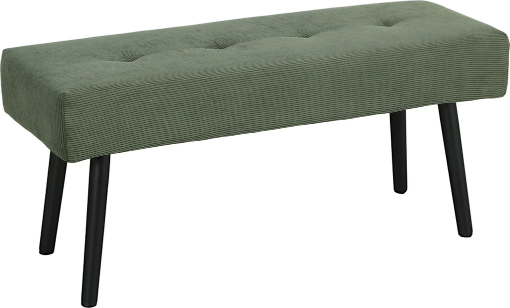 HOMCOM Banco de Fim de Cama Estofado em Veludo Cotelê Pés em Aço 100x36x45 cm Verde | Aosom Portugal