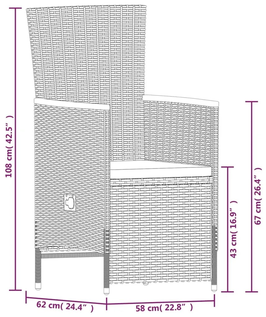 9 pcs conjunto de jantar para jardim com almofadões cinza