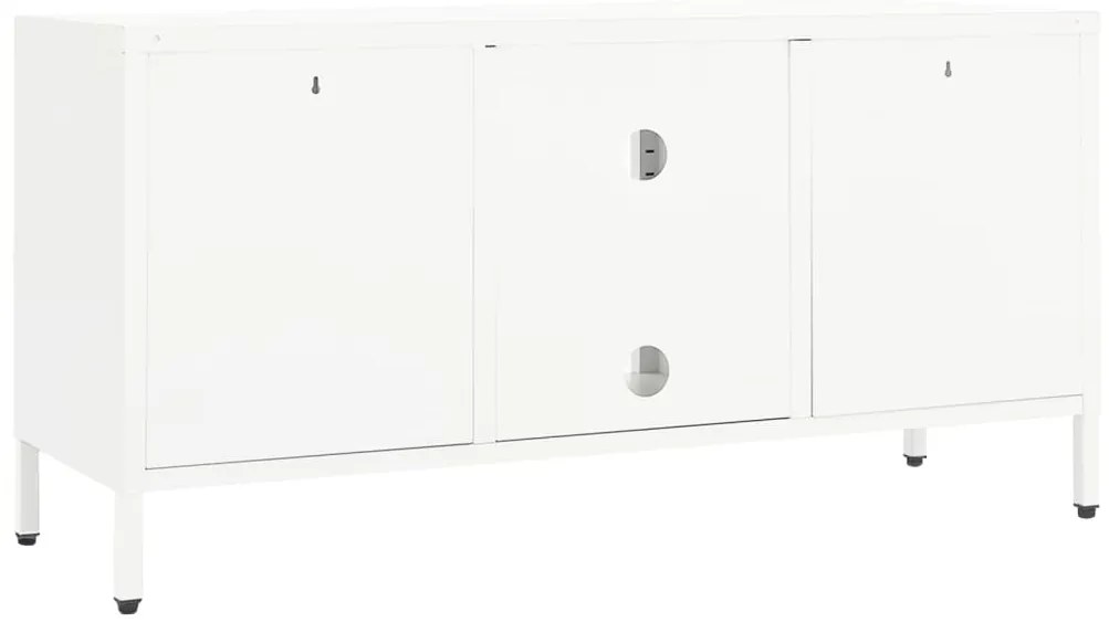 Móvel de TV 105x35x52 cm aço e vidro branco
