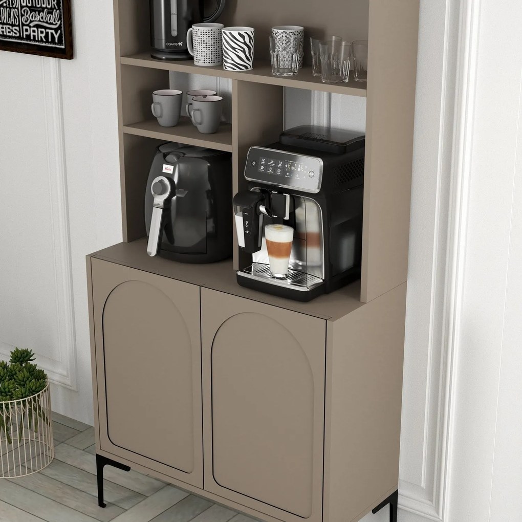 Armário de Cozinha/Sala "Caffè" - Atlas e Preto - 81.3x201x35cm - Desi