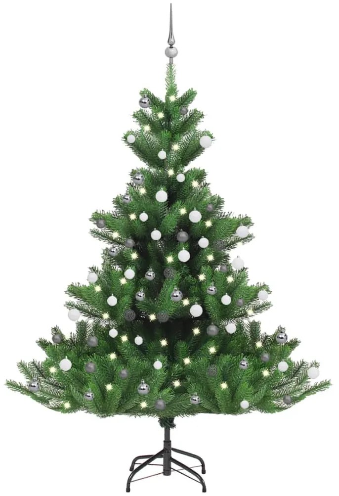 Árvore Natal artif. luzes LED/bolas 180cm abeto caucasiano verde