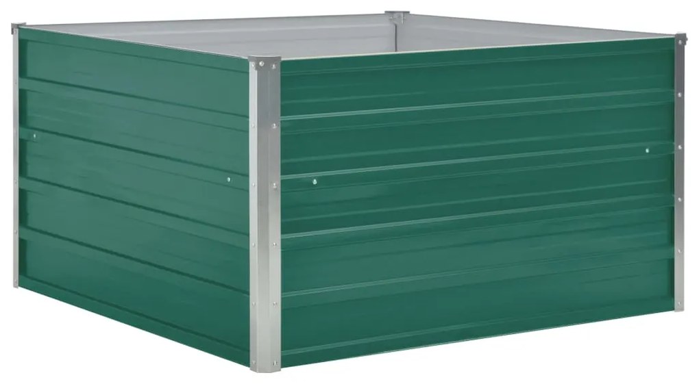 Canteiro jardim elevado 100x100x45 cm aço galvanizado verde