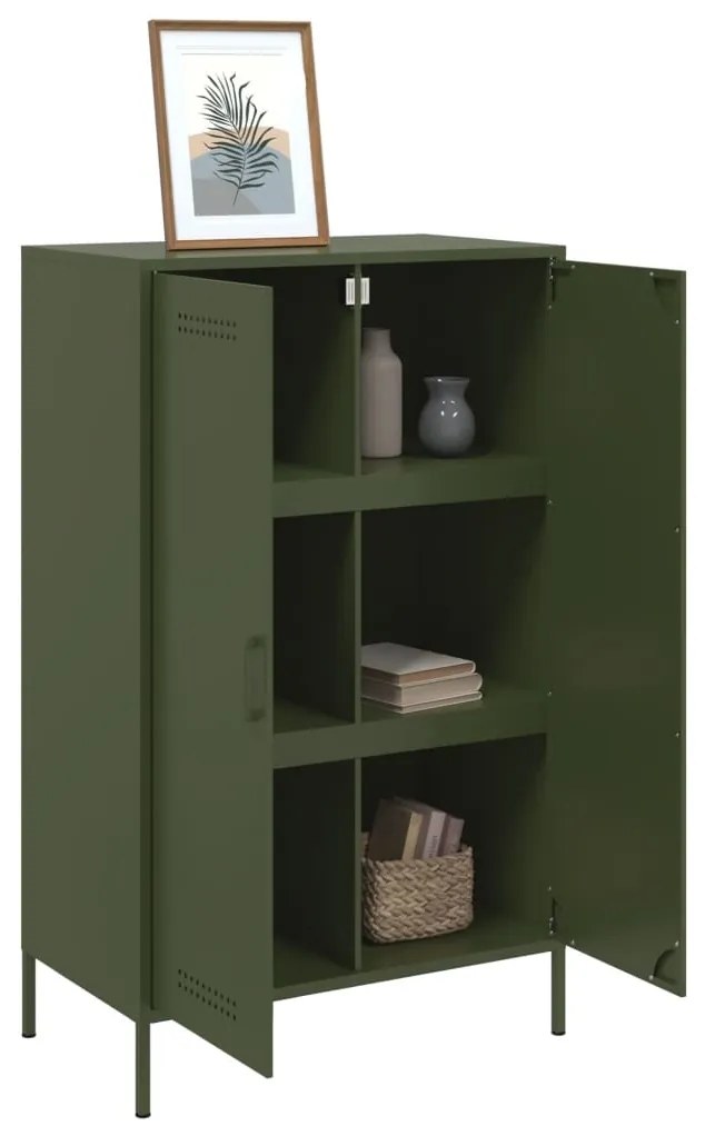 Aparador alto 68x39x113 cm aço verde azeitona