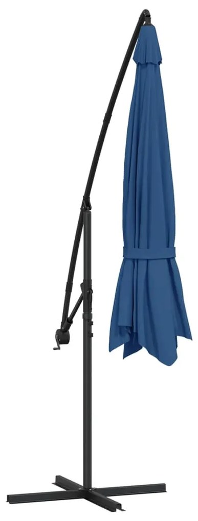Guarda-sol de jardim cantilever c/ poste alumínio 350 cm azul