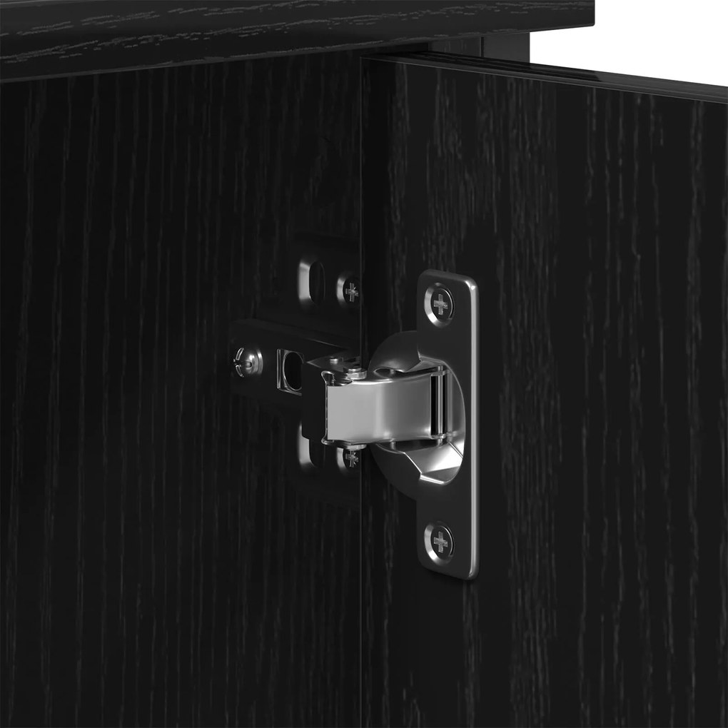 Cabinet de TV Carvalho Negro 101x35x65 cm Madeira Derivada e Aço