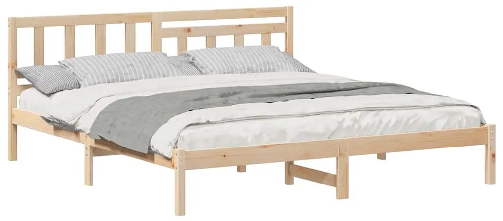 Estrutura da Cama com cabeceira Castanho 200 x 200 cm