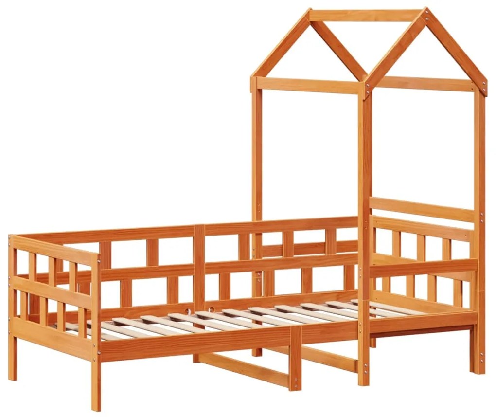 Sofá-cama com telhado 80x200 cm pinho maciço castanho-mel