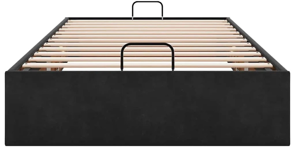 Otomano Bed Frame No Colchão Preto 90x200 cm Veludo