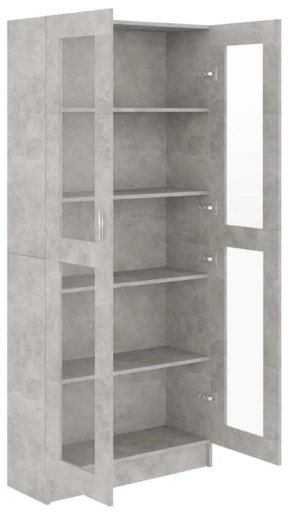 Armário vitrine 82,5x30,5x185,5cm derivados madeira cinzento