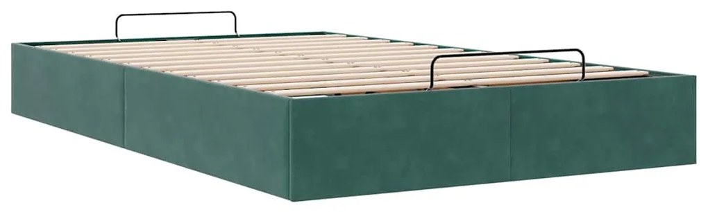 Otomano Bed Frame No Colchão Verde Escuro 120x200 cm Veludo