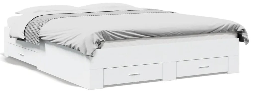 vidaXL Estrutura de cama c/ gavetas 150x200cm derivados madeira branco