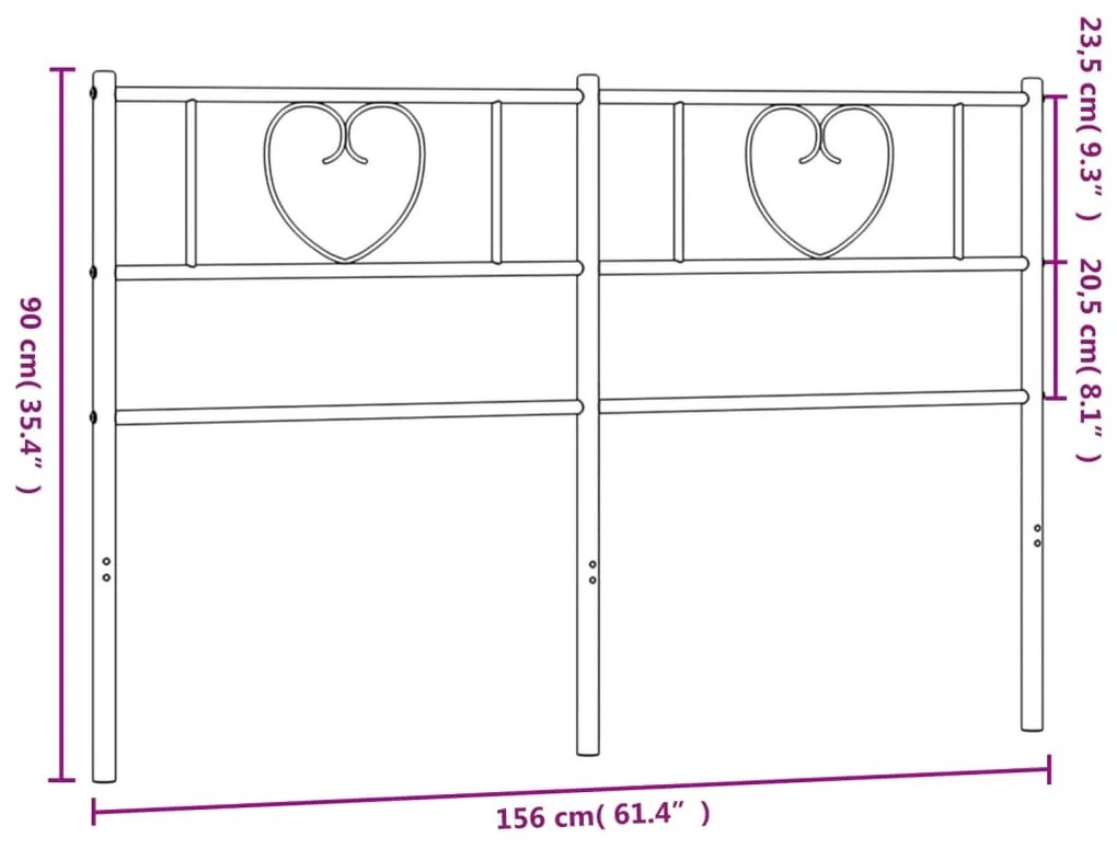 Cabeceira de cama 150 cm metal branco