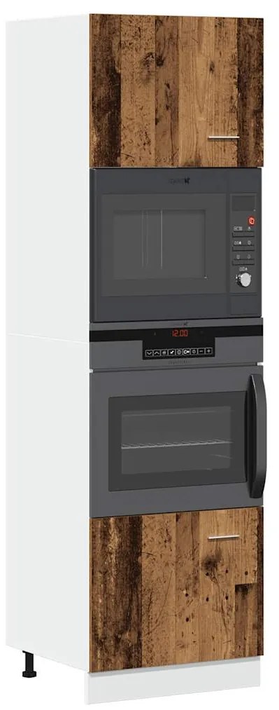 vidaXL Armário micro-ondas “Lyon” 60x57x207cm madeira velha