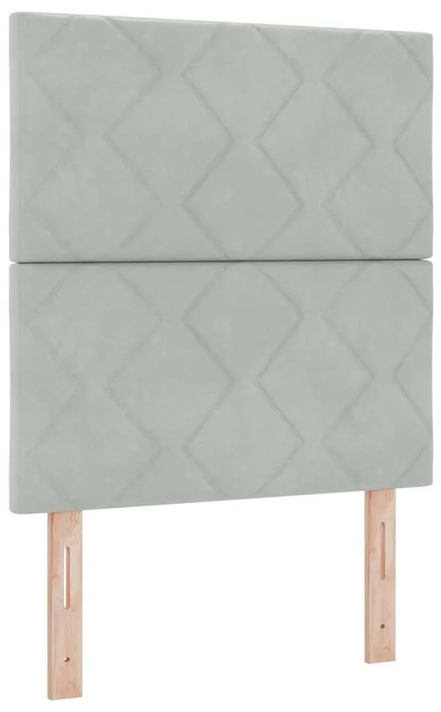 Cabeceira LED Blocos de Diamante Cinza Claro 80 cm de Veludo