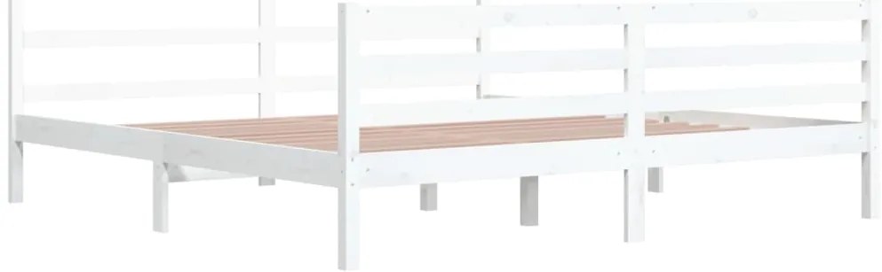 Estrutura de cama 200x200 cm madeira de pinho maciça branco