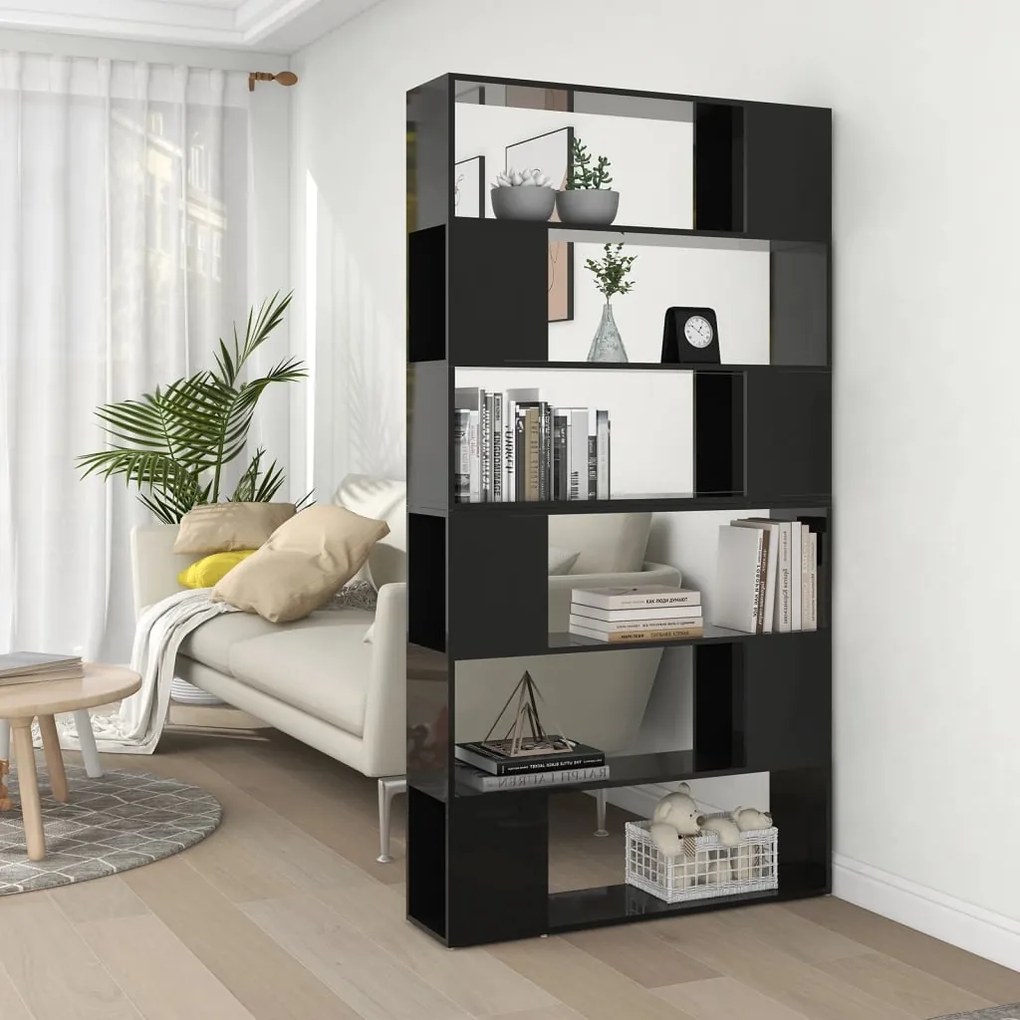 Estante/divisória 100x24x188 cm preto brilhante