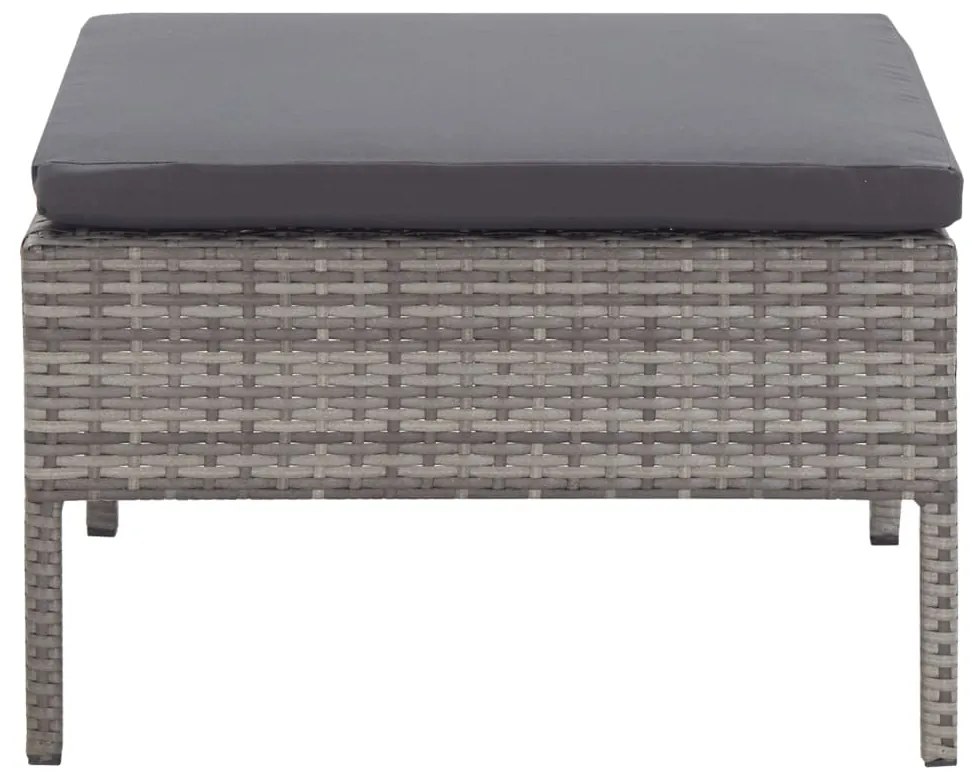 Conjunto lounge de jardim c/ almofadões 3 pcs vime PE cinzento