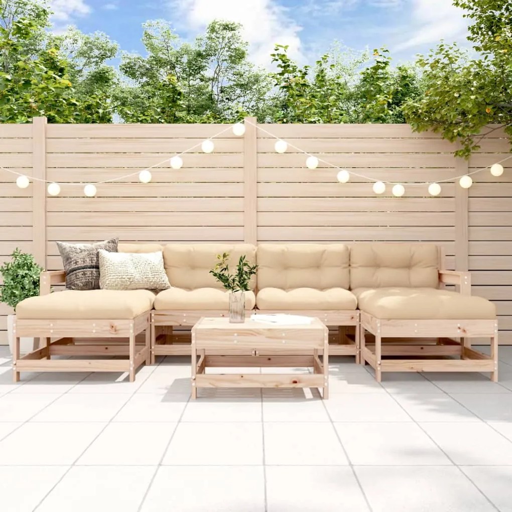 vidaXL 7 pcs conjunto lounge de jardim pinho maciço