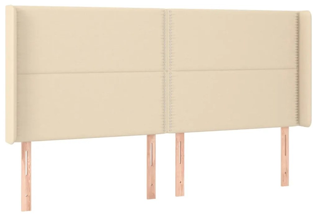 Cama box spring c/ colchão e LED 180x200 cm tecido cor creme