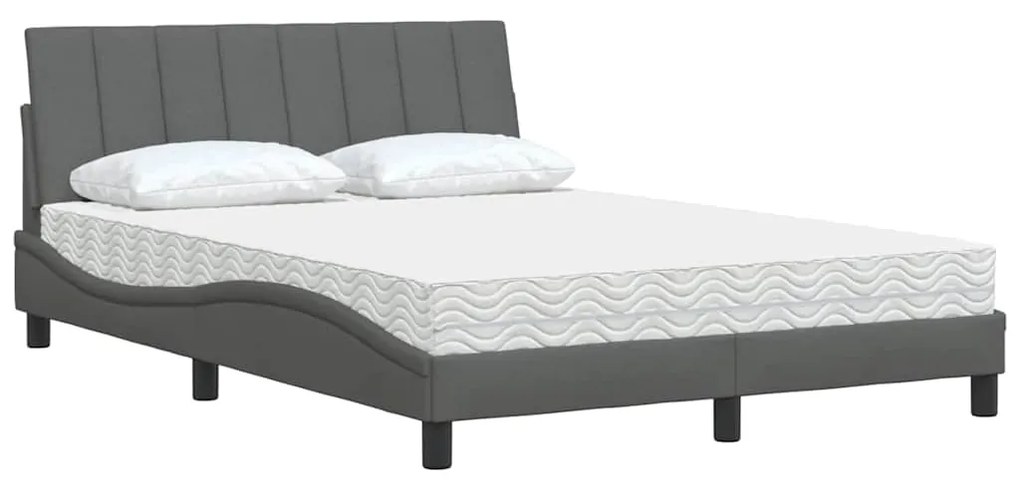 Cama com colchão 140x190 cm tecido cinzento-escuro