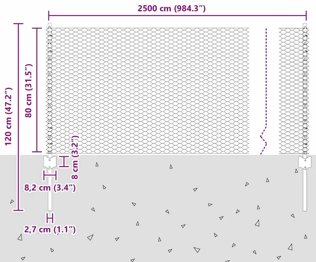 Postes de Cerca vidaXL 11 pcs U-Channel Cinza 80 cm Aço