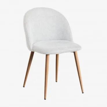Cadeira de Jantar Kana Madeira Natural & Tecido Branco Quebrado - Sklum