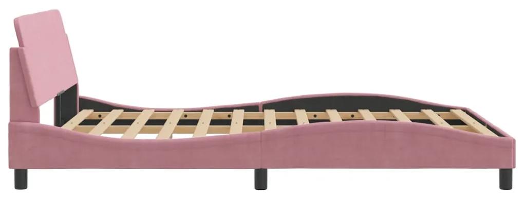 Estrutura de cama c/ cabeceira 120x200 cm veludo rosa