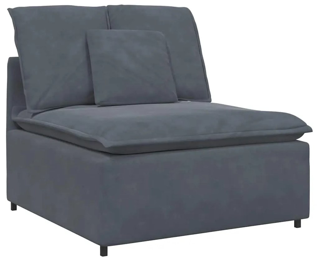 Sofá modular com almofadas veludo cinzento-escuro
