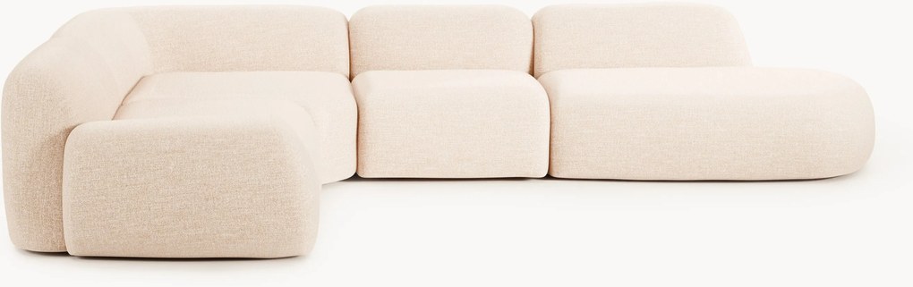Sofá de canto modular XL em bouclé com chaise longue Wolke