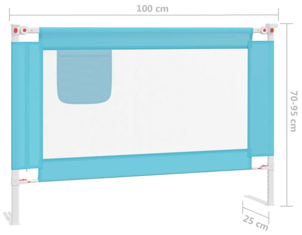 Barra de segurança p/ cama infantil tecido 100x25 cm azul